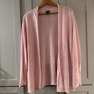 Eileen Fisher Pastel Pink Linen Open Front Cardigan Sweater 2X Lightweight